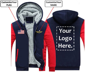 THE CUSTOM FLAG, LOGO & NAME WITH BADGE DESIGNED ZIPPER SWEATERS THE AV8R